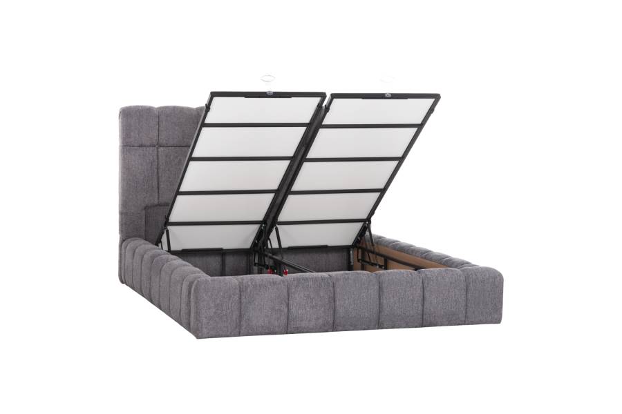 ΚΡΕΒΑΤΙ ΔΙΠΛΟ ΜΕ ΣΤΡΩΜΑ & ΑΠΟΘ.ΧΩΡΟ RAMON HM21168 ΓΚΡΙ ΜΠΟΥΚΛΕ--ΓΙΑ 160x200εκ