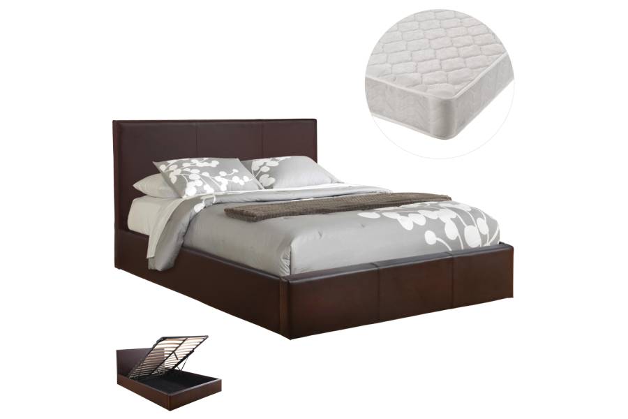 ΚΡΕΒΑΤΙ ΔΙΠΛΟ & ΣΤΡΩΜΑ BOBBI HM21271.02 ΚΑΦΕ PU ΜΕ ΑΠΟΘ.ΧΩΡΟ--ΓΙΑ 150x200εκ
