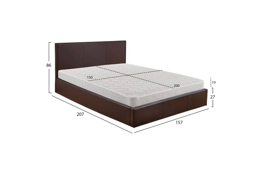 ΚΡΕΒΑΤΙ ΔΙΠΛΟ & ΣΤΡΩΜΑ BOBBI HM21271.02 ΚΑΦΕ PU ΜΕ ΑΠΟΘ.ΧΩΡΟ--ΓΙΑ 150x200εκ