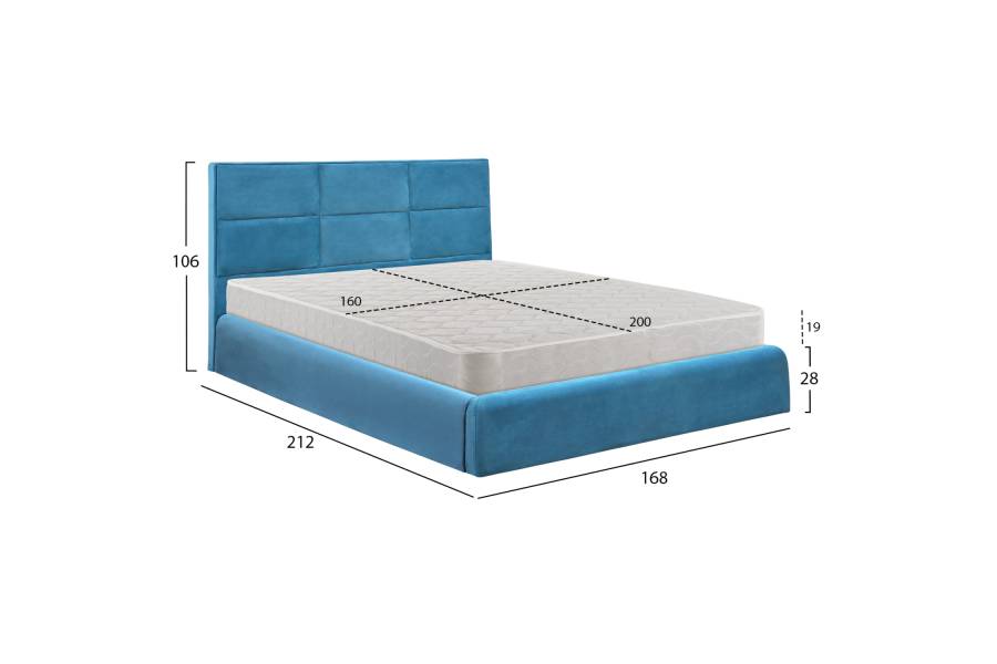 ΚΡΕΒΑΤΙ ΔΙΠΛΟ & ΣΤΡΩΜΑ BRILEY HM21272.04 ΠΕΤΡΟΛ ΒΕΛΟΥΔΟ ΜΕ ΑΠΟΘ.ΧΩΡΟ--ΓΙΑ 160x200εκ