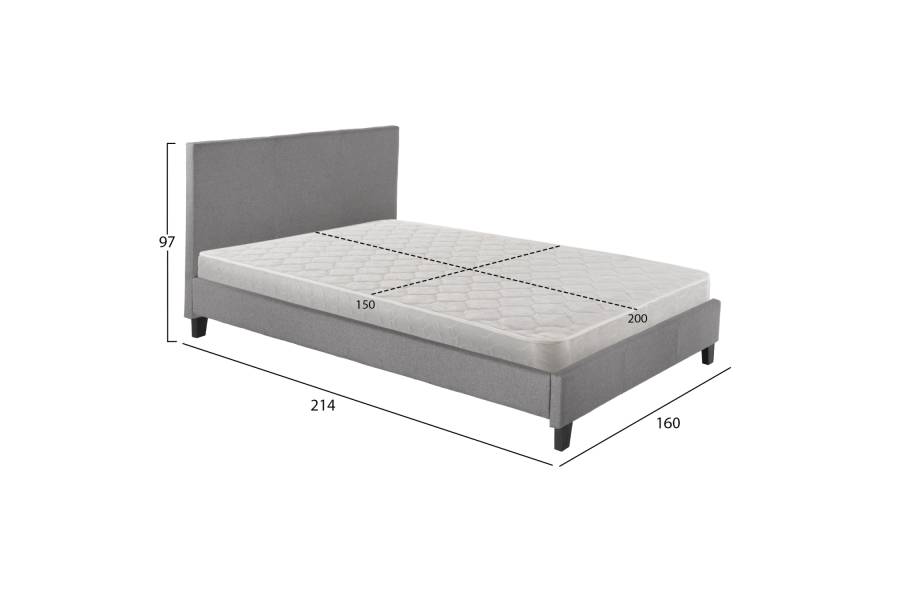 ΚΡΕΒΑΤΙ ΜΕ ΣΤΡΩΜΑ BECCA HM21283.04 ΓΚΡΙ ΥΦΑΣΜΑ--ΓΙΑ 150x200εκ