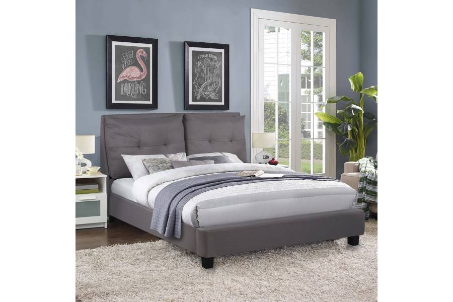 ΚΡΕΒΑΤΙ ΜΕ ΣΤΡΩΜΑ BILLIE HM21284.03 ΓΚΡΙ ΥΦΑΣΜΑ--ΓΙΑ 160x200εκ