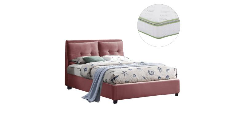 ΚΡΕΒΑΤΙ ΜΕ ΣΤΡΩΜΑ BILLIE HM21284.05 ΣΑΠΙΟ ΜΗΛΟ ΒΕΛΟΥΔΟ--ΓΙΑ 160x200εκ