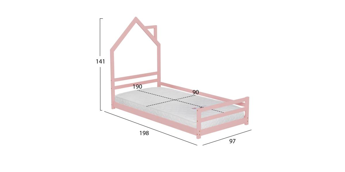 ΚΡΕΒΑΤΙ ΠΑΙΔΙΚΟ ΜΕ ΣΤΡΩΜΑ HOUSER HM21301.02 ΞΥΛΟ ΠΕΥΚΟΥ ΣΕ ΡΟΖ--ΣΤΡΩΜΑ 90x190εκ