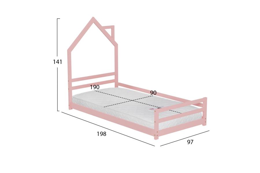 ΚΡΕΒΑΤΙ ΠΑΙΔΙΚΟ ΜΕ ΣΤΡΩΜΑ HOUSER HM21301.02 ΞΥΛΟ ΠΕΥΚΟΥ ΣΕ ΡΟΖ--ΣΤΡΩΜΑ 90x190εκ