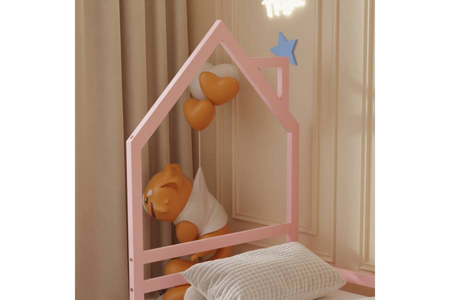 ΚΡΕΒΑΤΙ ΠΑΙΔΙΚΟ ΜΕ ΣΤΡΩΜΑ HOUSER HM21301.02 ΞΥΛΟ ΠΕΥΚΟΥ ΣΕ ΡΟΖ--ΣΤΡΩΜΑ 90x190εκ