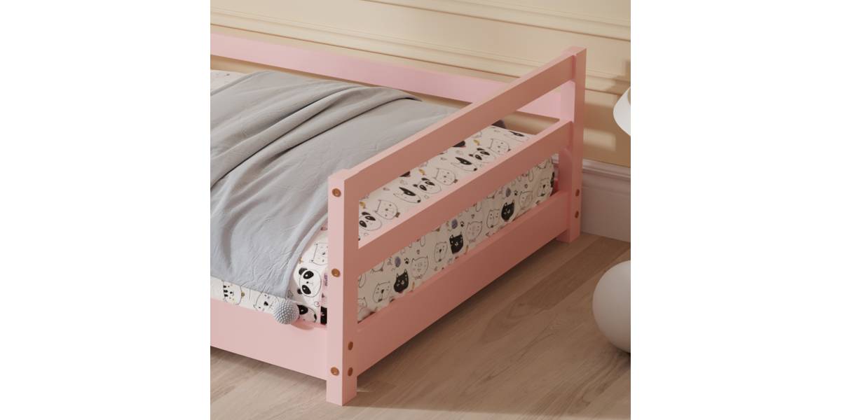 ΚΡΕΒΑΤΙ ΠΑΙΔΙΚΟ ΜΕ ΣΤΡΩΜΑ HOUSER HM21301.02 ΞΥΛΟ ΠΕΥΚΟΥ ΣΕ ΡΟΖ--ΣΤΡΩΜΑ 90x190εκ