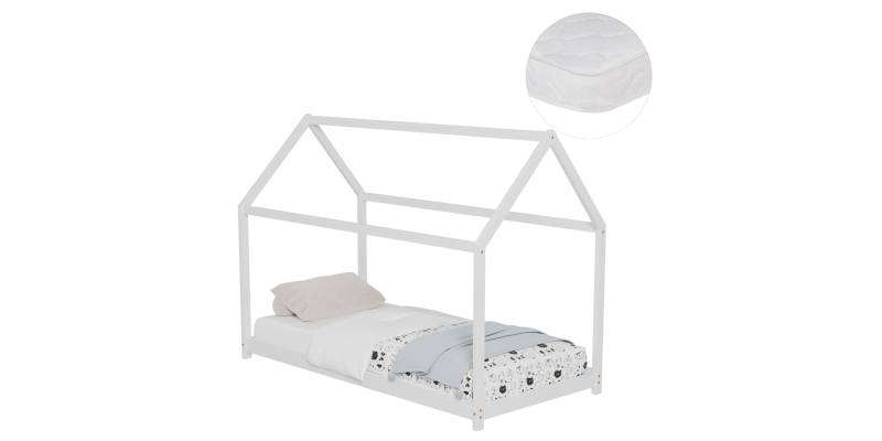 ΚΡΕΒΑΤΙ ΠΑΙΔΙΚΟ ΜΕ ΣΤΡΩΜΑ PEPE HM21302.01 ΞΥΛΟ ΠΕΥΚΟΥ ΣΕ ΛΕΥΚΟ--ΣΤΡΩΜΑ 90x190εκ