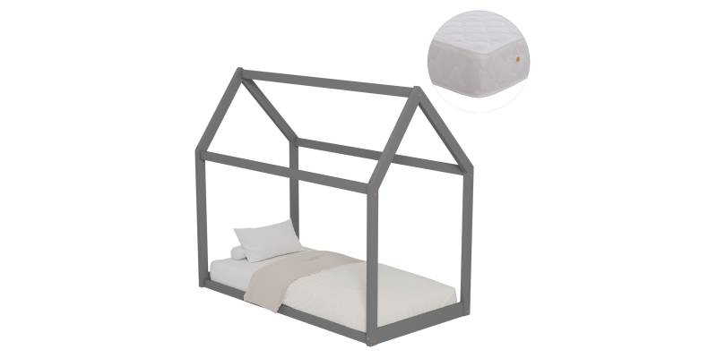 ΚΡΕΒΑΤΙ ΠΑΙΔΙΚΟ ΜΕ ΣΤΡΩΜΑ PEPE HM21303.02 ΞΥΛΟ ΠΕΥΚΟΥ ΣΕ ΓΚΡΙ--ΣΤΡΩΜΑ 70x140εκ