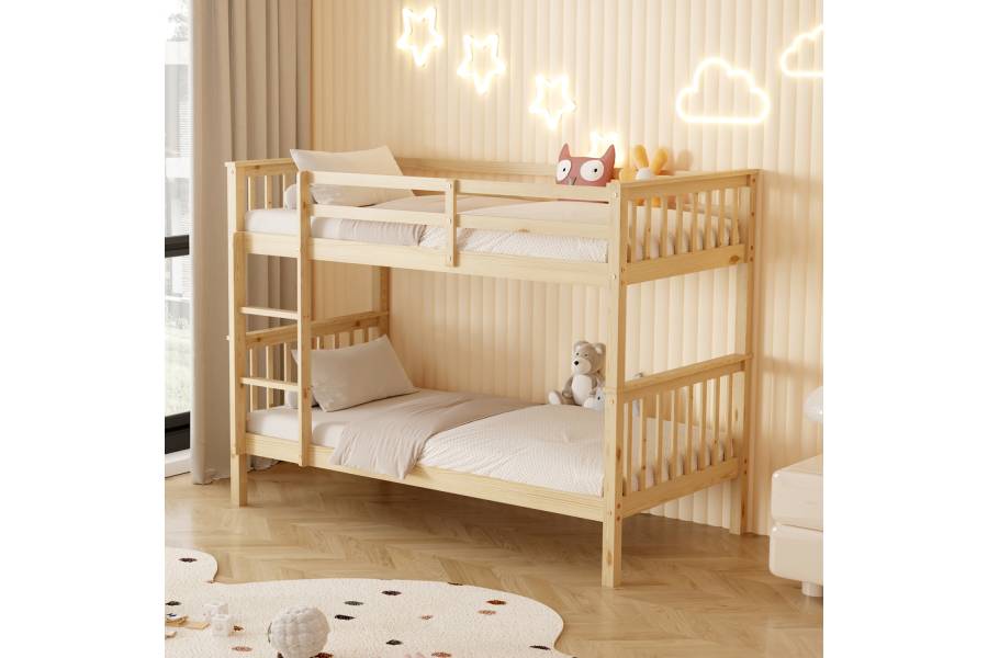 ΚΟΥΚΕΤΑ ΠΑΙΔΙΚΗ ΜΕ 2 ΣΤΡΩΜΑΤΑ LANTAI HM21307 ΞΥΛΟ ΠΕΥΚΟΥ ΦΥΣΙΚΟ--ΣΤΡΩΜΑΤΑ 90x190εκ