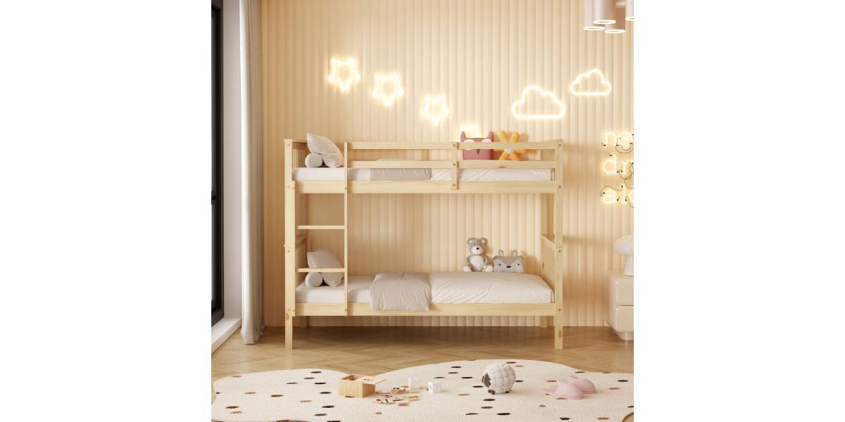 ΚΟΥΚΕΤΑ ΠΑΙΔΙΚΗ ΜΕ 2 ΣΤΡΩΜΑΤΑ LANTAI HM21307 ΞΥΛΟ ΠΕΥΚΟΥ ΦΥΣΙΚΟ--ΣΤΡΩΜΑΤΑ 90x190εκ