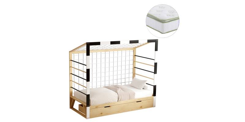 ΚΡΕΒΑΤΙ ΠΑΙΔΙΚΟ ΜΕ ΣΤΡΩΜΑ GOALIE HM21309 ΠΕΥΚΟ ΦΥΣΙΚΟ-ΛΕΥΚΟ-ΜΑΥΡΟ--ΣΤΡΩΜΑ 90x190εκ