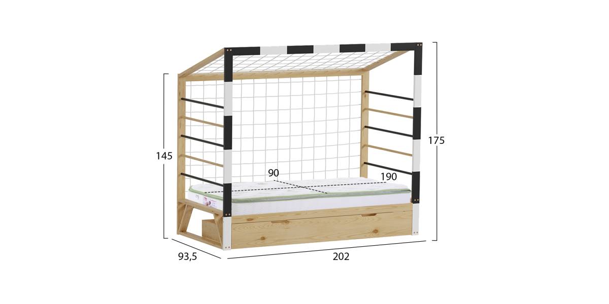 ΚΡΕΒΑΤΙ ΠΑΙΔΙΚΟ ΜΕ ΣΤΡΩΜΑ GOALIE HM21309 ΠΕΥΚΟ ΦΥΣΙΚΟ-ΛΕΥΚΟ-ΜΑΥΡΟ--ΣΤΡΩΜΑ 90x190εκ