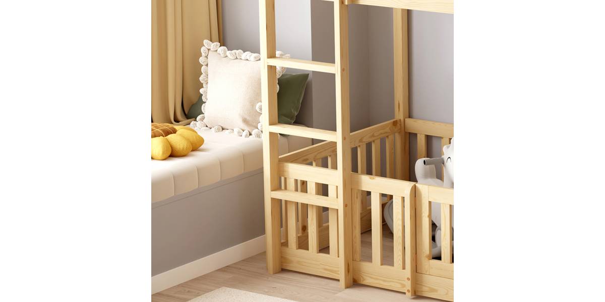 ΚΟΥΚΕΤΑ ΠΑΙΔΙΚΗ ΜΕ ΠΑΡΚΑΚΙ PLAYKID HM21312 ΞΥΛΟ ΠΕΥΚΟΥ ΦΥΣΙΚΟ--ME ΣΤΡΩΜΑ 90x190εκ