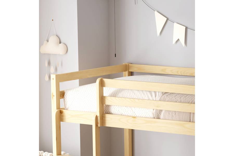ΚΟΥΚΕΤΑ ΠΑΙΔΙΚΗ ΜΕ ΠΑΡΚΑΚΙ PLAYKID HM21312 ΞΥΛΟ ΠΕΥΚΟΥ ΦΥΣΙΚΟ--ME ΣΤΡΩΜΑ 90x190εκ