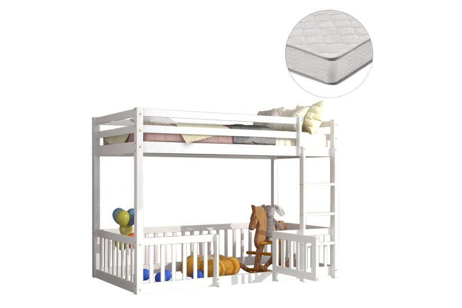 ΚΟΥΚΕΤΑ ΠΑΙΔΙΚΗ ΜΕ ΠΑΡΚΑΚΙ PLAYKID HM21312.01 ΞΥΛΟ ΠΕΥΚΟΥ ΛΕΥΚΟ--ME ΣΤΡΩΜΑ 90x190εκ