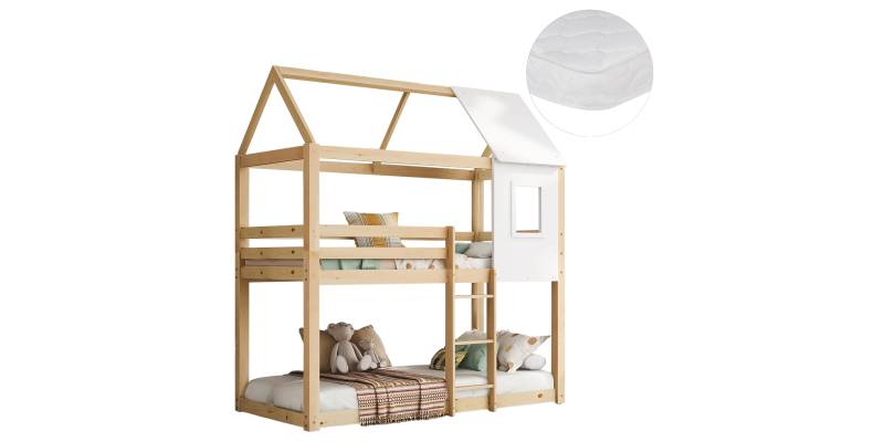 ΚΟΥΚΕΤΑ ΠΑΙΔΙΚΗ ΜΕ 2 ΣΤΡΩΜΑΤΑ HOOD HM21314 ΞΥΛΟ ΠΕΥΚΟΥ ΦΥΣΙΚΟ--ΣΤΡΩΜΑΤΑ 90x190εκ