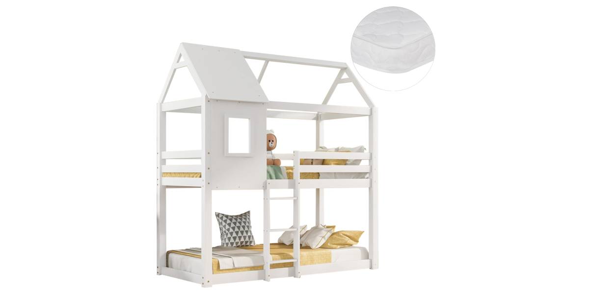 ΚΟΥΚΕΤΑ ΠΑΙΔΙΚΗ ΜΕ 2 ΣΤΡΩΜΑΤΑ HOOD HM21314.01 ΞΥΛΟ ΠΕΥΚΟΥ ΛΕΥΚΟ--ΣΤΡΩΜΑΤΑ 90x190εκ