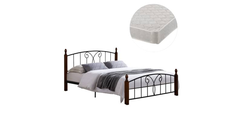 ΚΡΕΒΑΤΙ ΔΙΠΛΟ & ΣΤΡΩΜΑ SUZIE HM21332 ΜΕΤΑΛΛΟ & ΞΥΛΟ ΣΕ ΚΑΡΥΔΙ--ΣΤΡΩΜΑ 150x200εκ