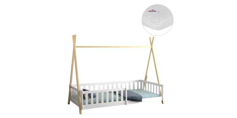 ΚΡΕΒΑΤΙ ΠΑΙΔΙΚΟ ΜΕ ΚΑΓΚΕΛΑ MUNK HM21325 ΠΕΥΚΟ ΛΕΥΚΟ/ΦΥΣΙΚΟ--ΜΕ ΣΤΡΩΜΑ 90x190εκ