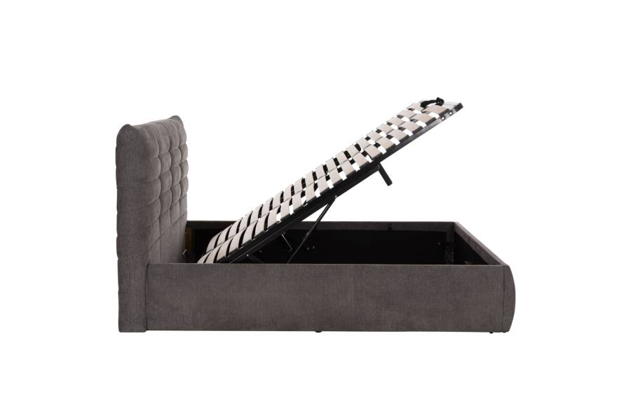 ΚΡΕΒΑΤΙ ΔΙΠΛΟ & ΣΤΡΩΜΑ SANDRA HM10770 ΓΚΡΙ ΥΦΑΣΜΑ ΜΕ ΑΠΟΘ.ΧΩΡΟ--ΓΙΑ 160x200εκ