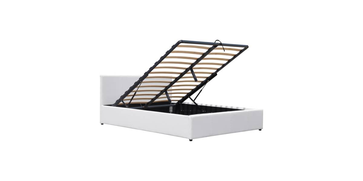 Κρεβάτι Dellia pakoworld με αποθηκευτικό χώρο pu λευκό 120x200εκ