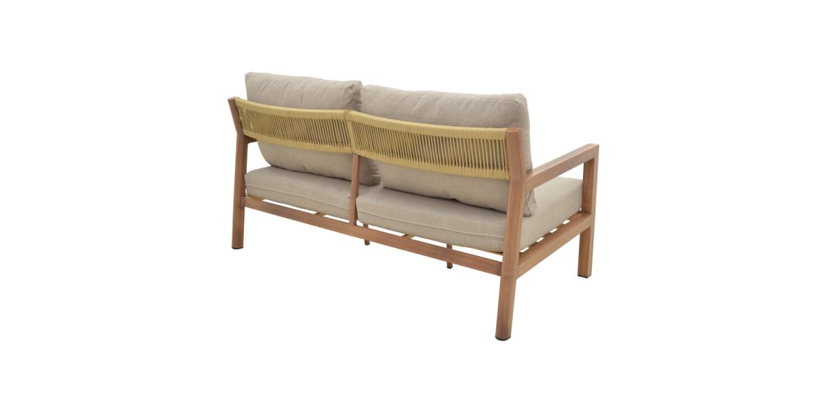 Σαλόνι κήπου Andasio pakoworld σετ 4τεμ αλουμίνιο κ σχοινί σε φυσική- μαξιλάρια σε γκρι απόχρωση