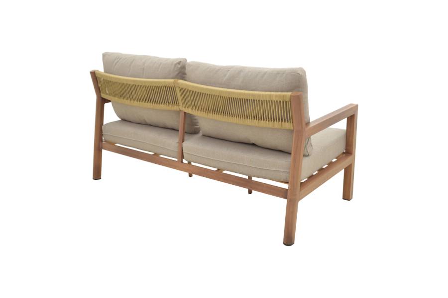 Σαλόνι κήπου Andasio pakoworld σετ 4τεμ αλουμίνιο κ σχοινί σε φυσική- μαξιλάρια σε γκρι απόχρωση