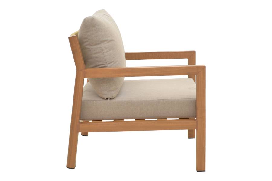 Σαλόνι κήπου Andasio pakoworld σετ 4τεμ αλουμίνιο κ σχοινί σε φυσική- μαξιλάρια σε γκρι απόχρωση