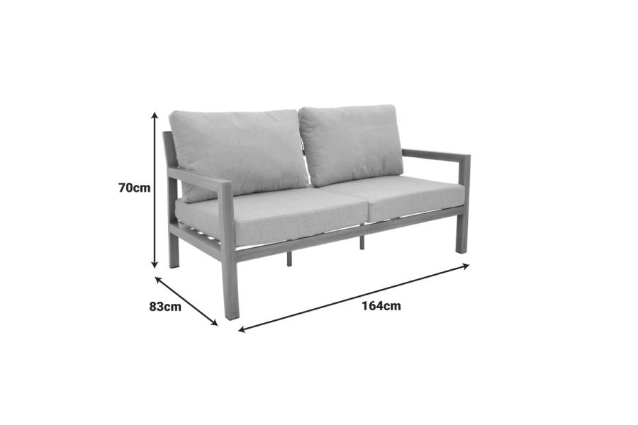 Σαλόνι κήπου Andasio pakoworld σετ 4τεμ αλουμίνιο κ σχοινί σε φυσική- μαξιλάρια σε γκρι απόχρωση