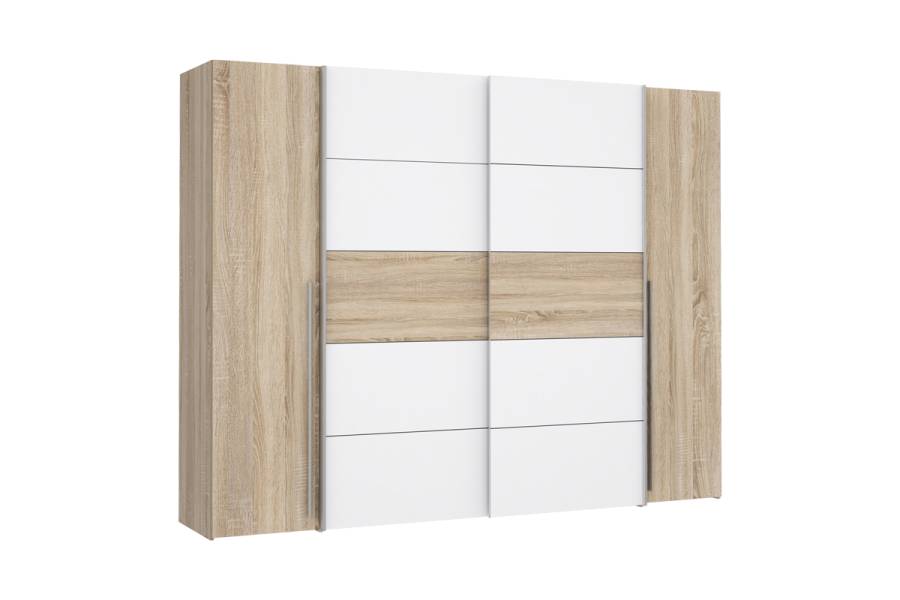 Ντουλάπα ρούχων Verzo pakoworld τετράφυλλη oak-λευκό μελαμίνης 270,5x61.5x210.5εκ
