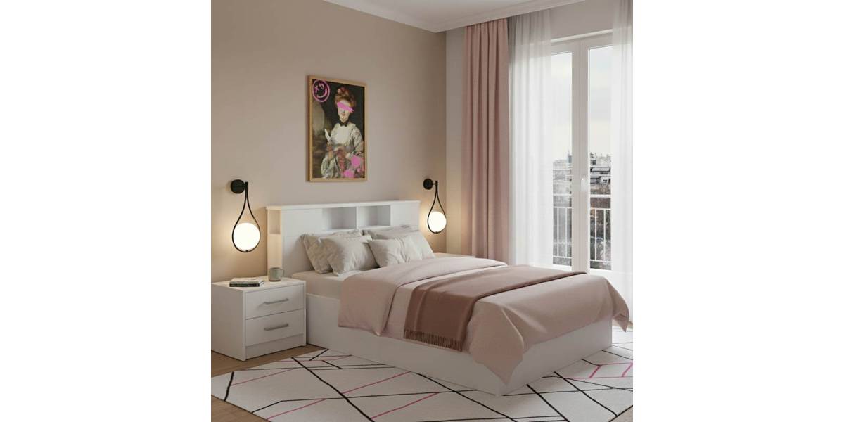 Σετ Κρεβατοκάμαρας Olympus White με Κρεβάτι 140x200εκ Σετ 2τεμ