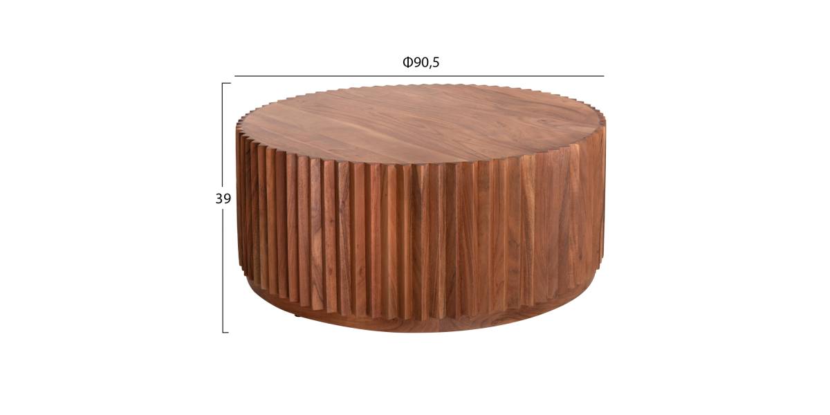ΤΡΑΠΕΖΙ ΣΑΛΟΝΙΟΥ ΣΤΡΟΓΓΥΛΟ SEDGE HM9695 ΜΑΣΙΦ ΑΚΑΚΙΑ-ΦΥΣΙΚΟ ΧΡΩΜΑ Φ90Χ38Υεκ.