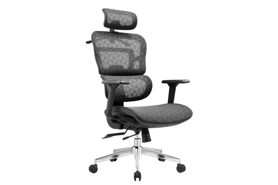 ΚΑΡΕΚΛΑ ΓΡΑΦΕΙΟΥ MODEN HM1215.01 ΜΑΥΡO MESH--ΒΑΣΗ ΧΡΩΜΙΟΥ 68x69x126Υεκ