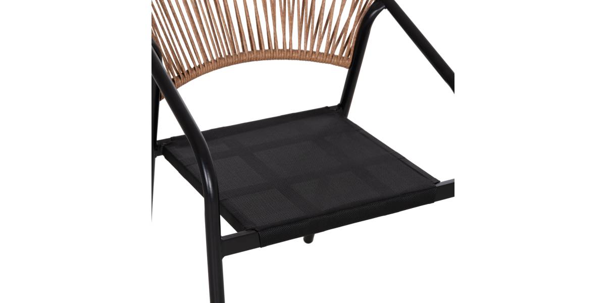 ΠΟΛΥΘΡΟΝΑ HOMAN HM6430.03 ΜΑΥΡΟ ΜΕΤΑΛΛΟ & TEXTILENE--ΜΠΕΖ P.E.RATTAN 53x58x75Υεκ