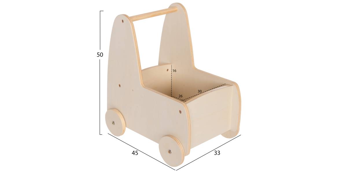 ΠΑΙΔΙΚΟ ΤΡΟΛΕΥ/ΚΑΡΟΤΣΑΚΙ RICKI HM18341.01 MDF & ΚΟΝΤΡΑΠΛΑΚΕ ΦΥΣΙΚΟ 33x45x50Υεκ