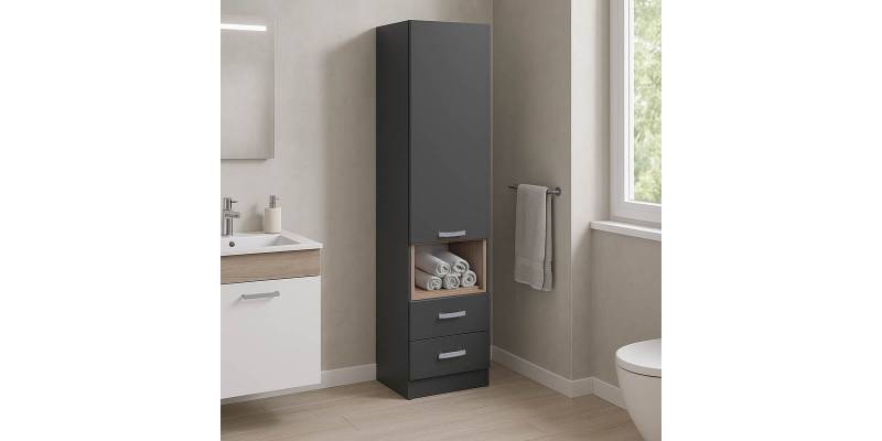 Βιτρίνα-στήλη Toscana pakoworld σε ανθρακί απόχρωση 50x42x222.5εκ