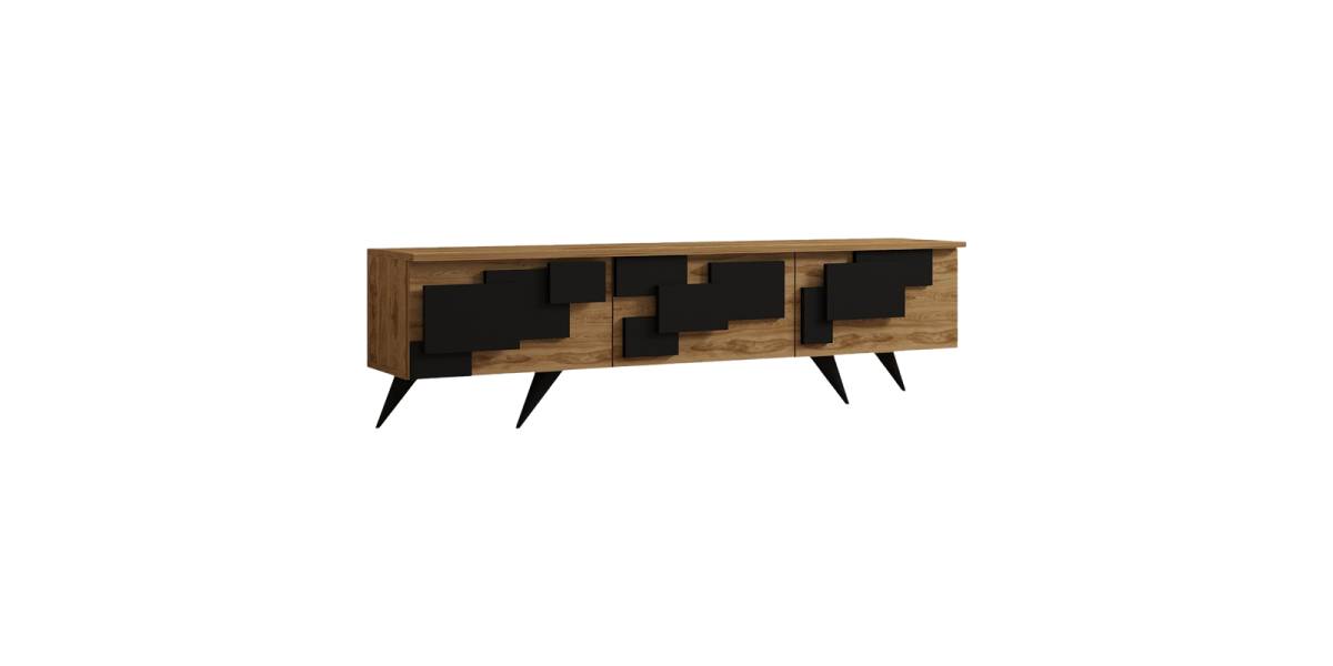 Έπιπλο τηλεόρασης Trida pakoworld oak με μαύρο 160x35x45εκ