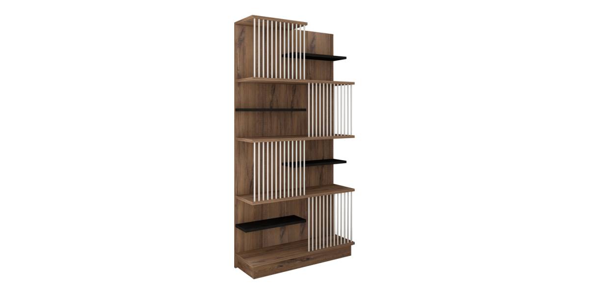 Βιβλιοθήκη Gassim pakoworld sonoma με ανθρακί και λευκό 80x24.6x160εκ