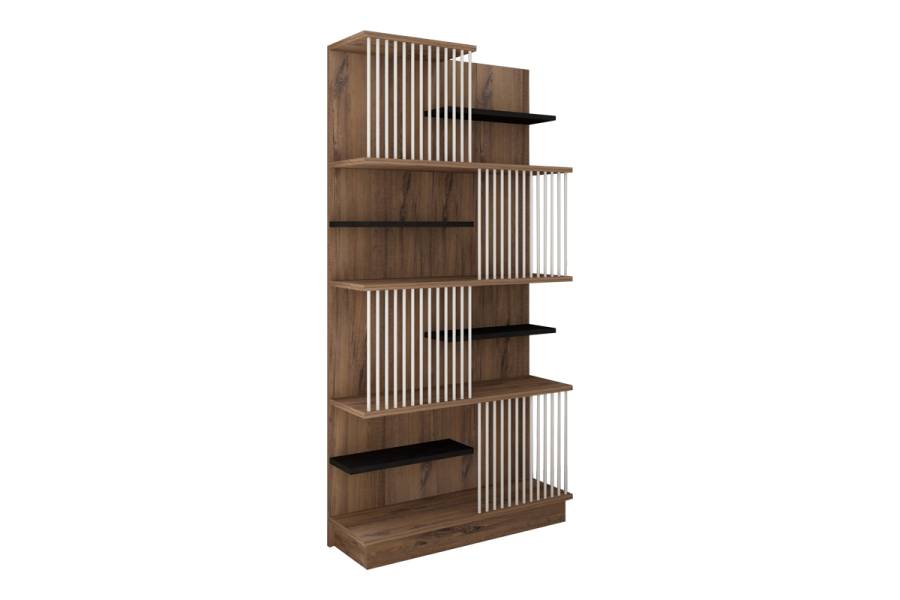 Βιβλιοθήκη Gassim pakoworld sonoma με ανθρακί και λευκό 80x24.6x160εκ