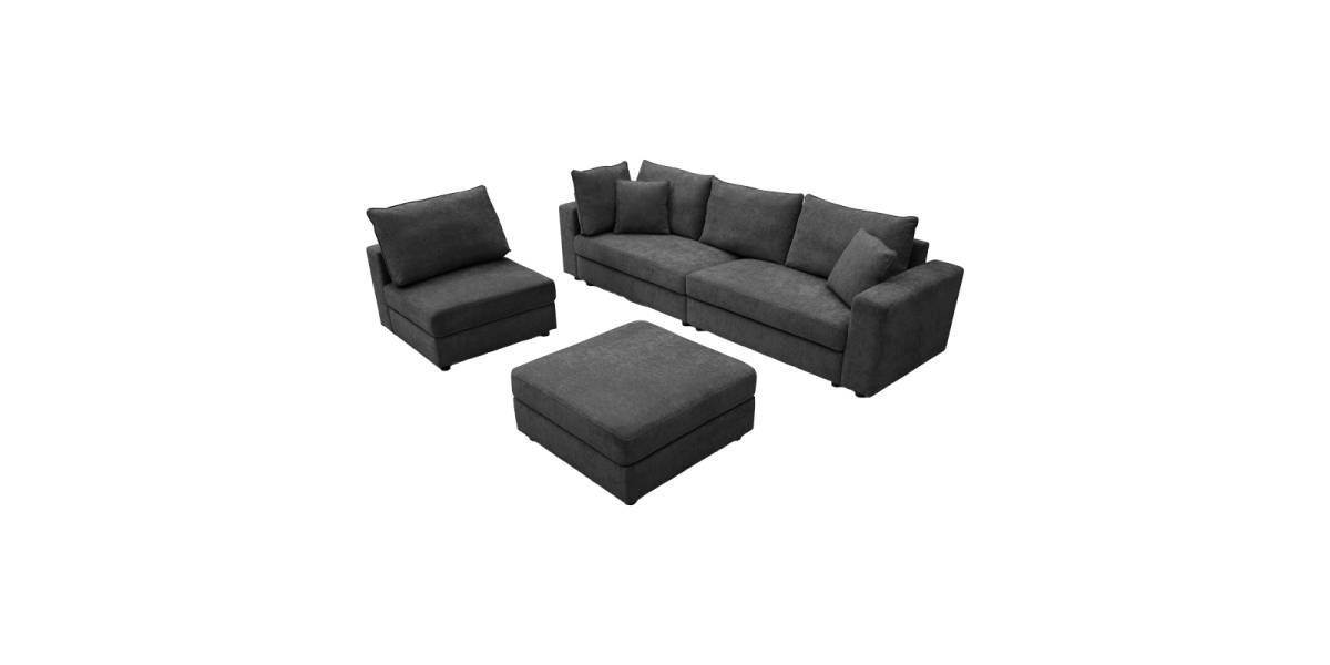 Πολυμορφικός καναπές Navaro pakoworld ύφασμα ανθρακί 281x256x85εκ