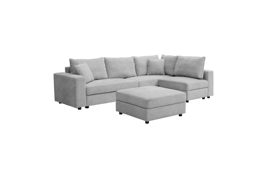 Πολυμορφικός καναπές Navaro pakoworld ύφασμα γκρι 281x256x85εκ
