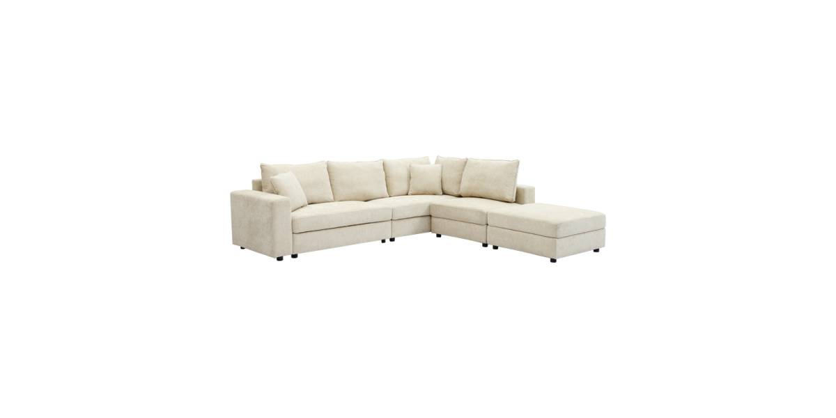 Πολυμορφικός καναπές Navaro pakoworld ύφασμα μπεζ 281x256x85εκ