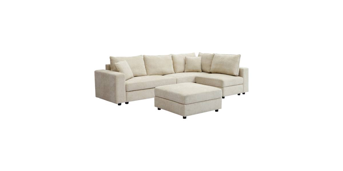 Πολυμορφικός καναπές Navaro pakoworld ύφασμα μπεζ 281x256x85εκ