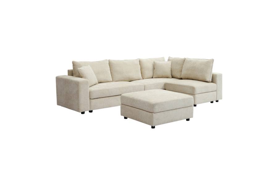 Πολυμορφικός καναπές Navaro pakoworld ύφασμα μπεζ 281x256x85εκ