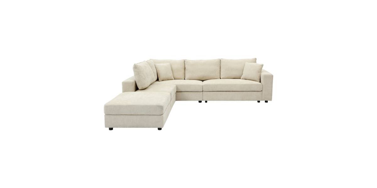 Πολυμορφικός καναπές Navaro pakoworld ύφασμα μπεζ 281x256x85εκ