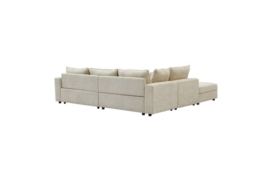 Πολυμορφικός καναπές Navaro pakoworld ύφασμα μπεζ 281x256x85εκ