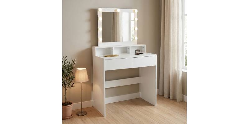 Τουαλέτα κρεβατοκάμαρας Virna pakoworld με led λευκό 80x40x145εκ