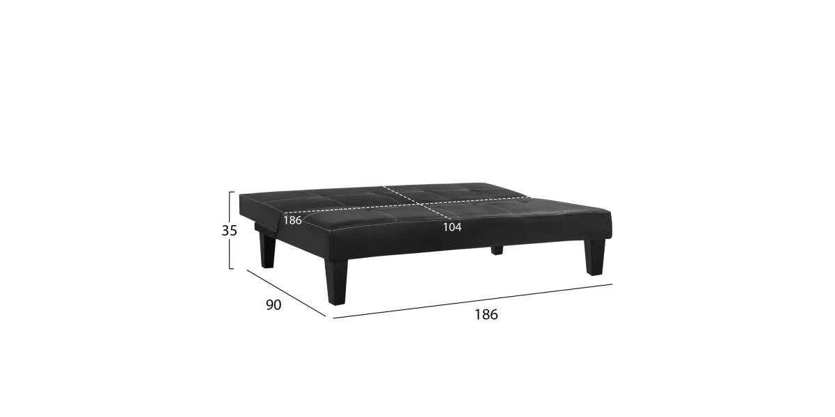 ΚΑΝΑΠΕΣ ΚΡΕΒΑΤΙ 3Θ HM3002.02 ΜΑΥΡΟΣ PU ΜΕ ΓΑΖΙΑ 186x90x82