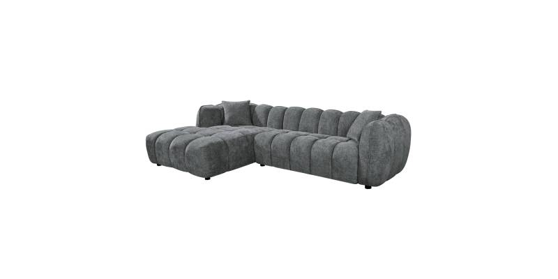 ΚΑΝΑΠΕΣ ΓΩΝΙΑ (ΑΡΙΣΤΕΡΗ) LYKKE HM3326.01L ΓΚΡΙ ΥΦΑΣΜΑ 280x89-165(η γωνία)x70Υ εκ.